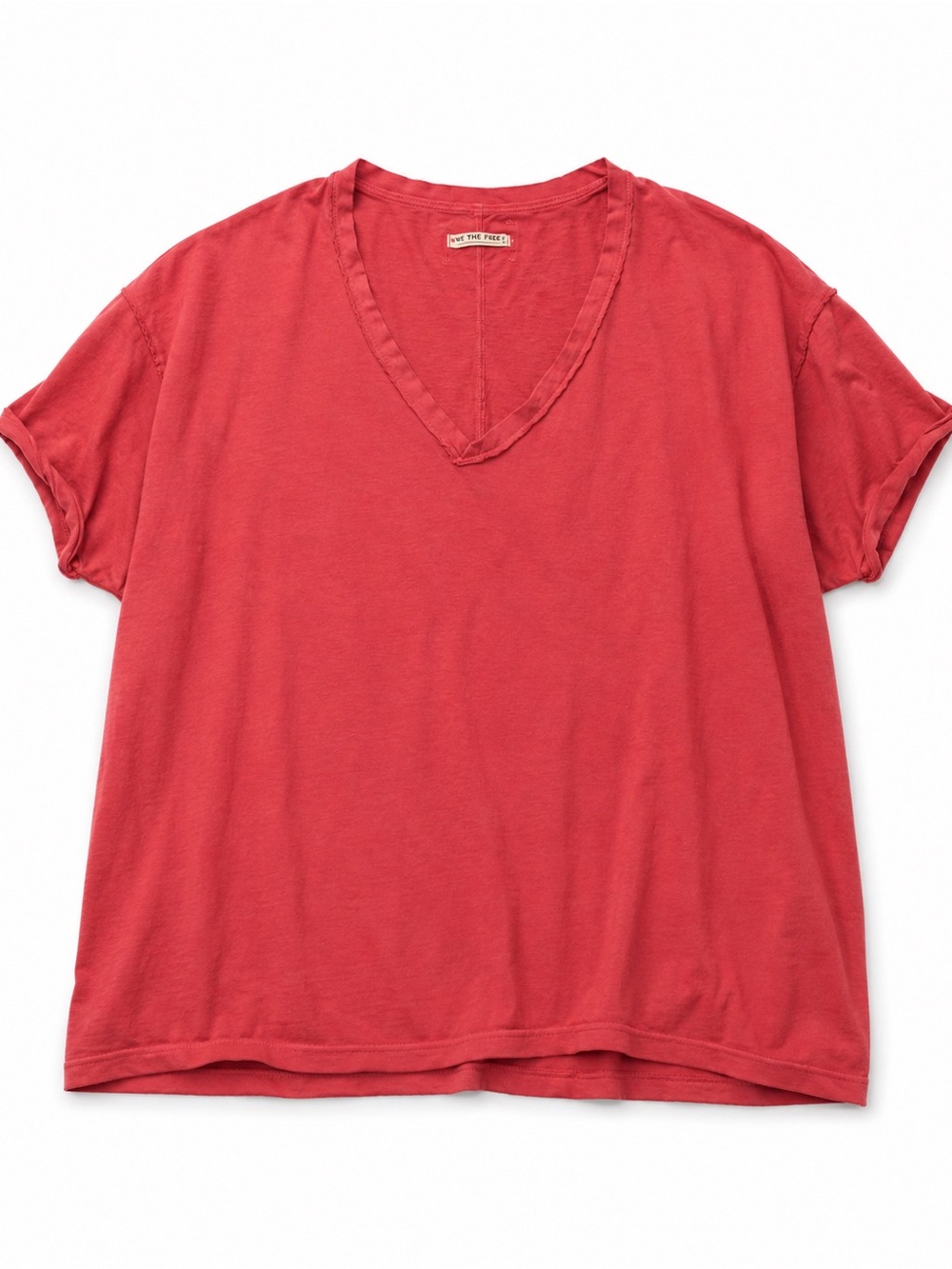 Free People Oversized V-Neck Short Sleeve Tee